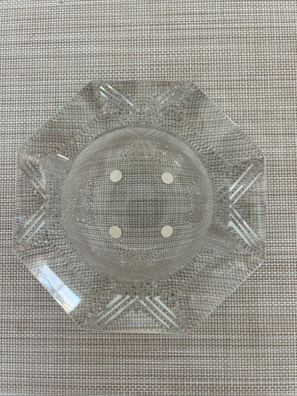 Vintage Val St. Lambert 7 Inch Fine Heavy Cut Crystal Octagonal Ashtray